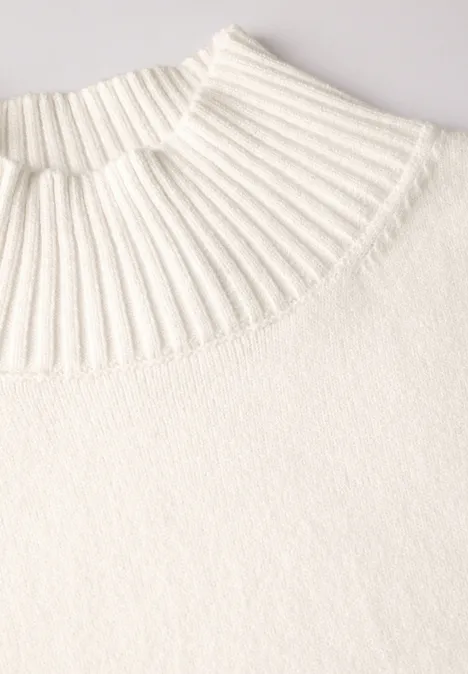 Pullover mit Stehkragen cream white melange