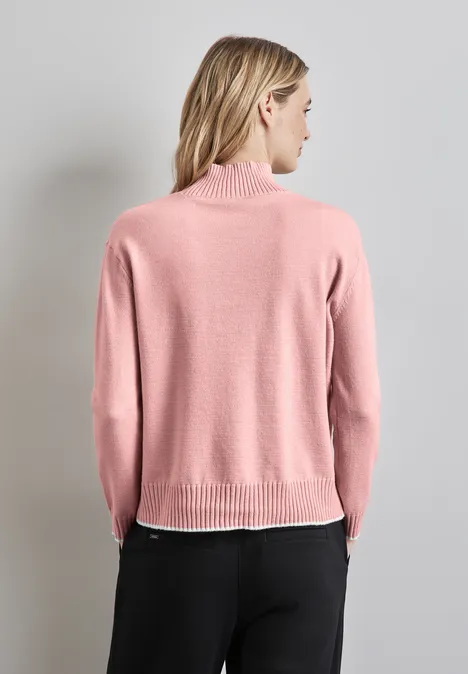 Pullover mit Stehkragen petal rose mel.