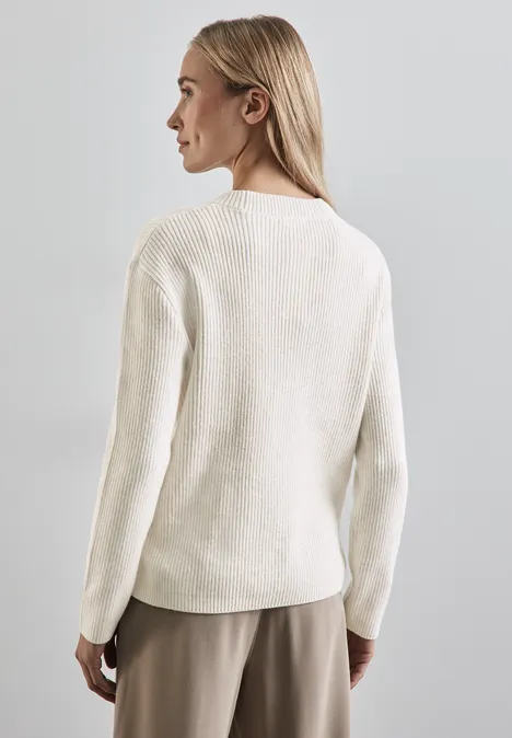 Strukturpullover cream white melange