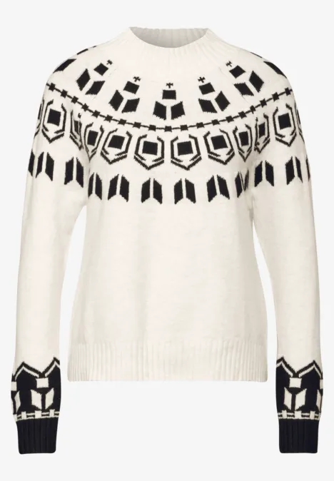 Jaquard Pullover cream white melange