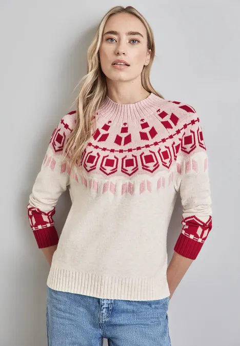 Jaquard Pullover autumn red