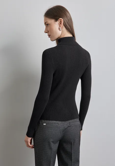 Basic Rollkragen-Pullover Black