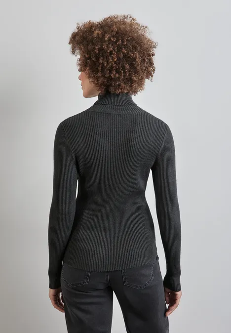 Basic Rollkragen-Pullover gravel grey mel.