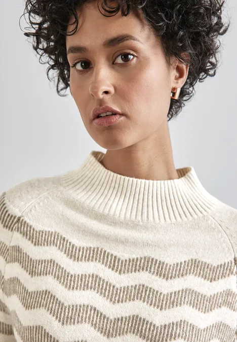 Melange-Look Pullover cream white melange