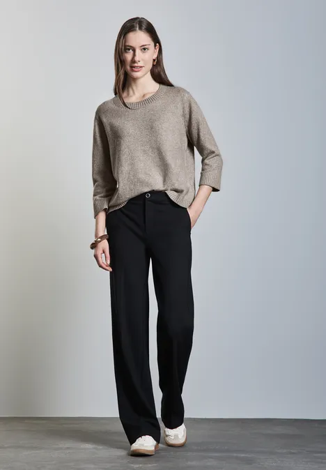 Strickpullover mit Rundhals breezy beige mel.