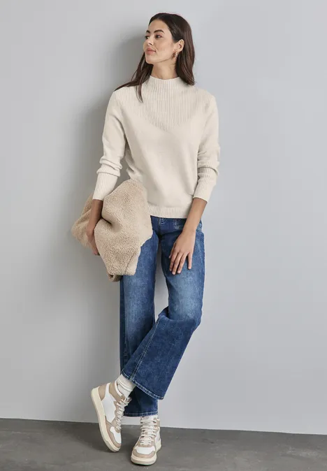 Strukturmix-Pullover cream white melange