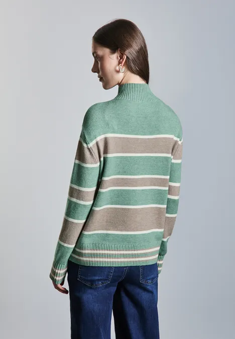 Gestreifter Pullover sunlit green mel.