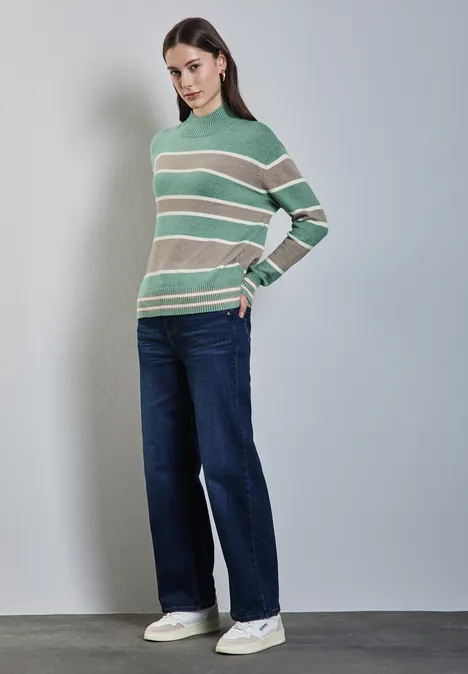 Gestreifter Pullover sunlit green mel.