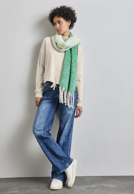 Kurzer Turtleneck-Sweater cream white melange