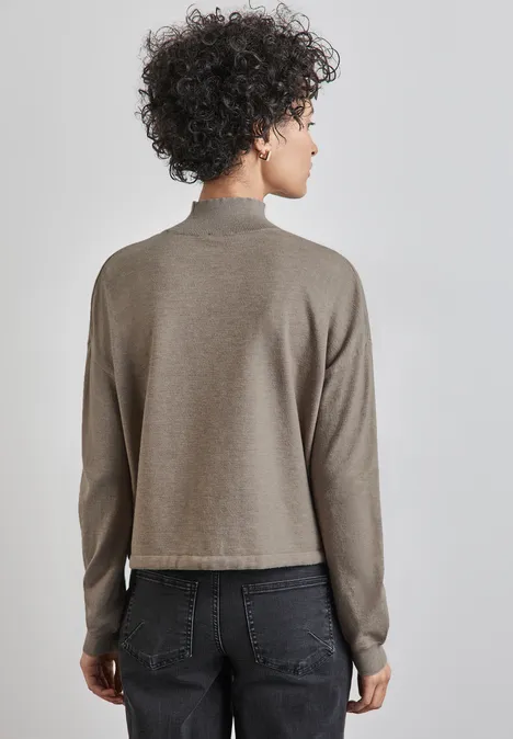 Kurzer Turtleneck-Sweater mocha beige mel.