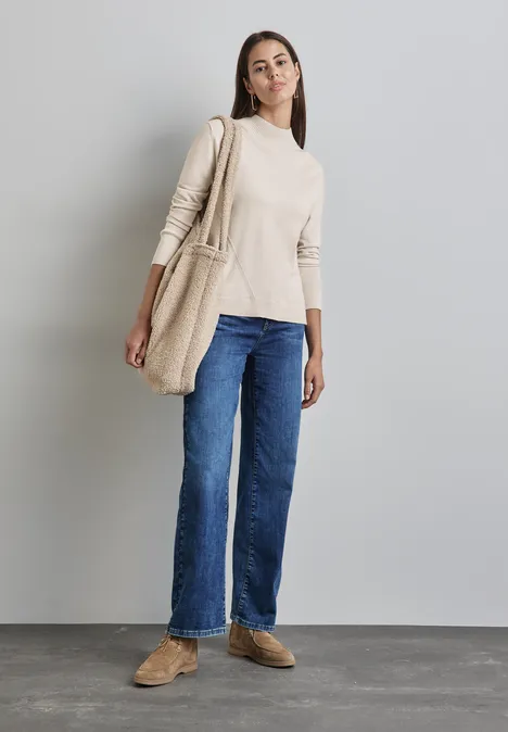Basic Turtleneck Pullover cream white melange
