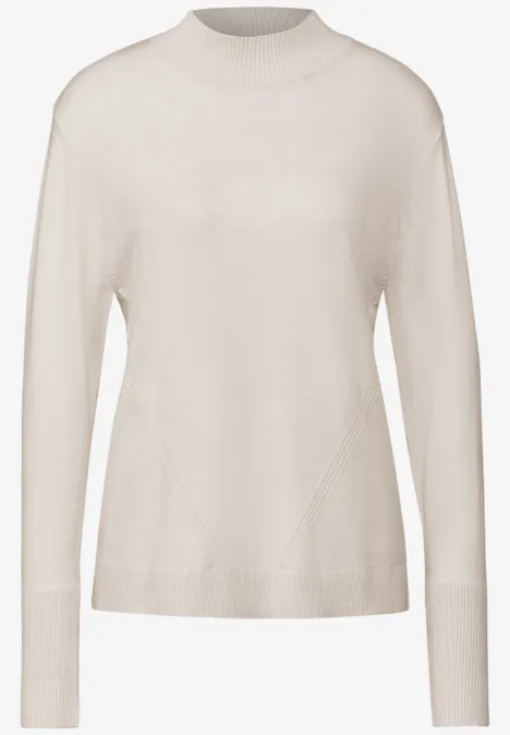 Basic Turtleneck Pullover cream white melange