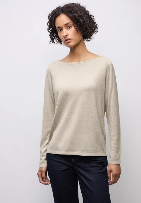 Sweter z dzianiny sheer beige mel.