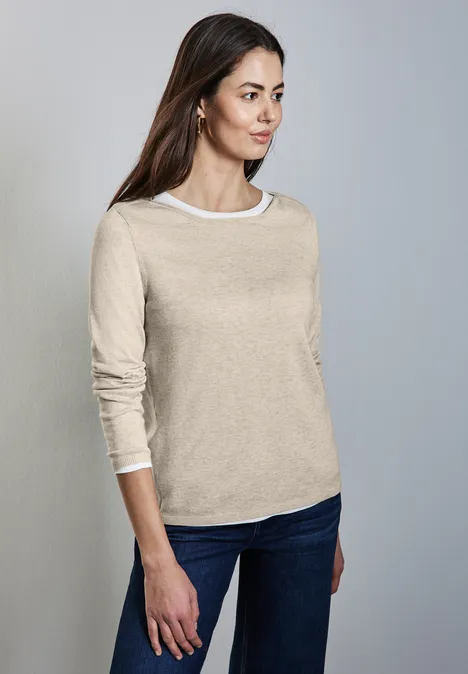 Strickpullover sheer beige mel.