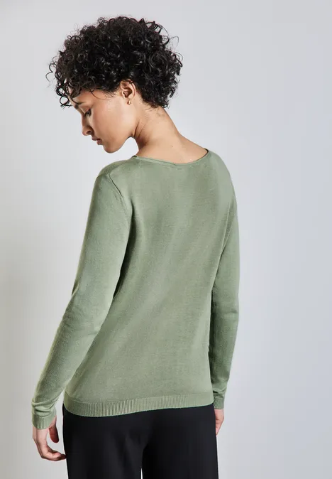 Weicher Strickpullover light olive green