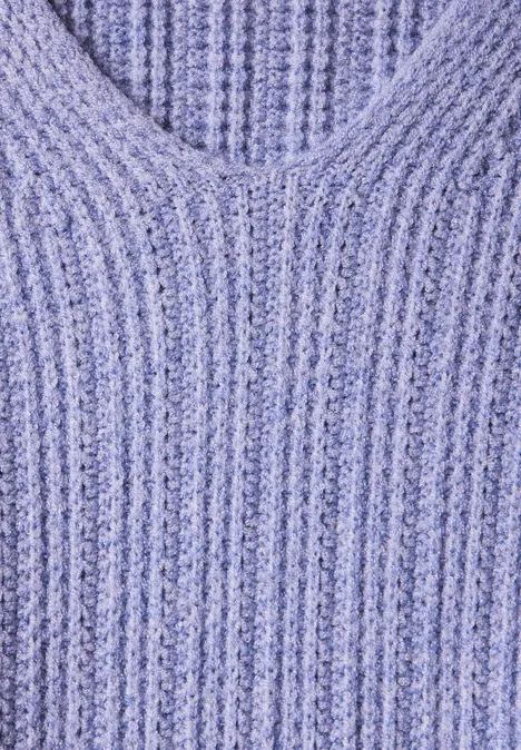 Kuscheliger V-Neck Pullover viola lilac mel.
