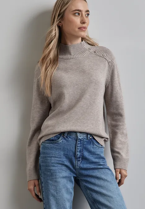 Pullover mit Knopfdetail breezy beige mel.