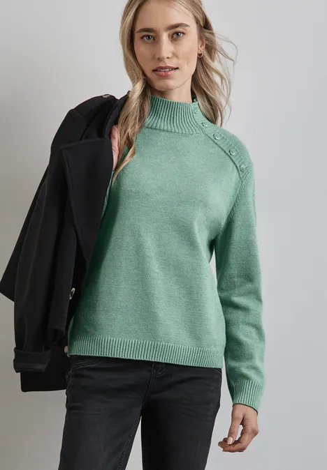 Pullover mit Knopfdetail sunlit green mel.