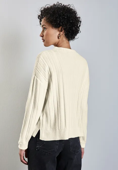 Pullover mit Rippstruktur soft beige