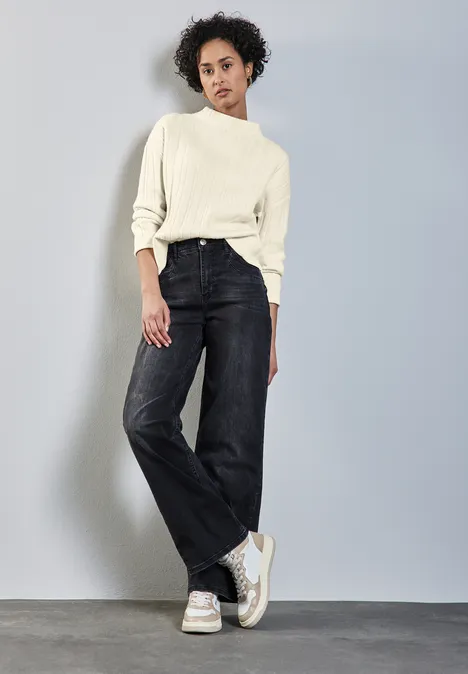 Pullover mit Rippstruktur soft beige