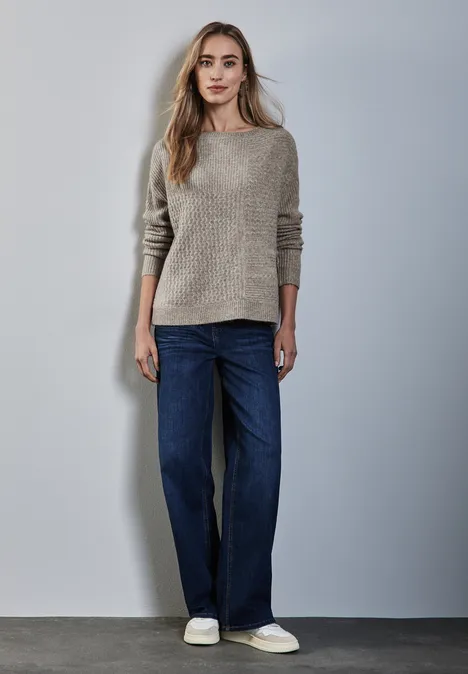 Strukturmix-Pullover breezy beige mel.