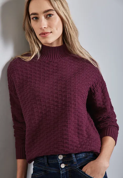Strukturpullover mulberry red