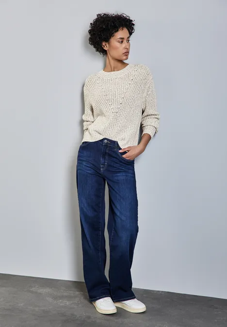 Pullover mit Strickmuster cloud cream mel.