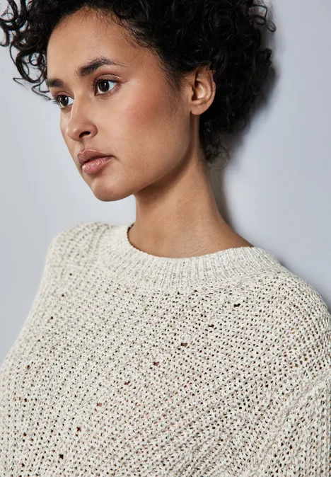 Pullover mit Strickmuster cloud cream mel.