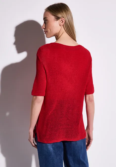 Kurzarmpullover glory red