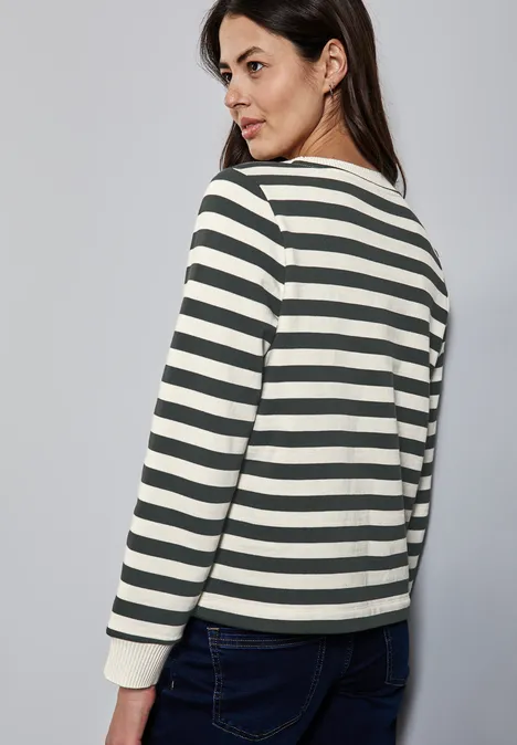 Gestreifter Sweater marshy green