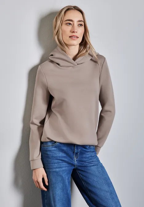 Cupro Sweat Hoodie light mocha beige