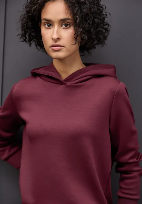 Cupro Sweat Hoodie dark cherry red