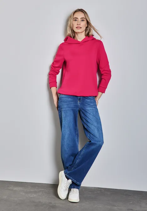Cupro Sweat Hoodie power berry