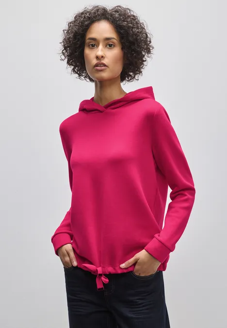 Cupro Sweat Hoodie power berry