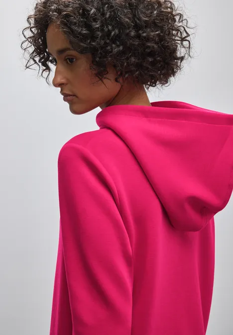 Cupro Sweat Hoodie power berry