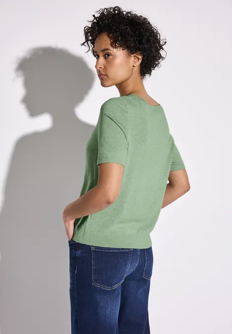 Kurzarmpullover milky green mel.