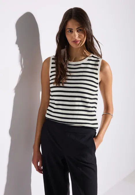 Gestreiftes Strick-Top Black