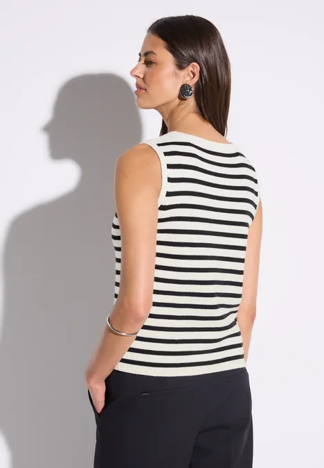 Gestreiftes Strick-Top Black
