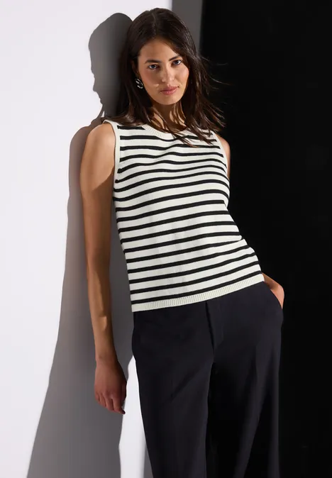 Gestreiftes Strick-Top Black