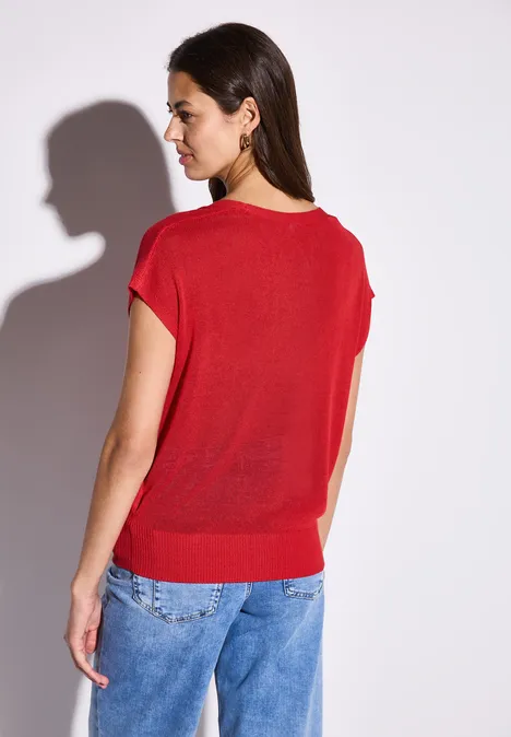Ärmelloser Strickpullover glory red