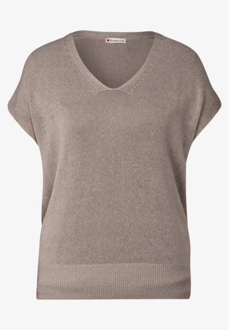 Pull en maille sans manches vintage stone