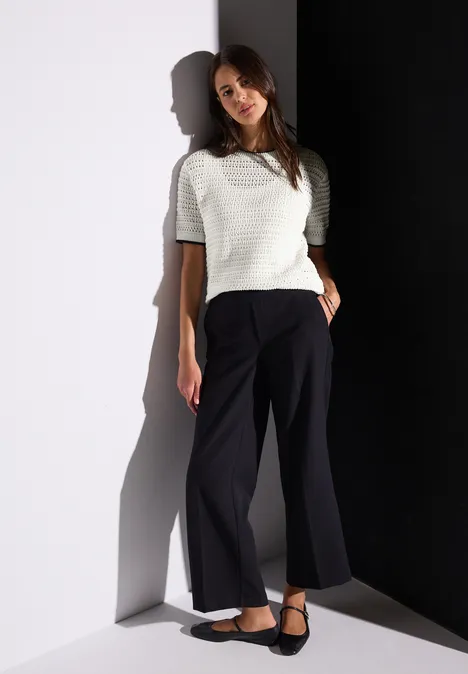 Pullover mit Lochmuster off white