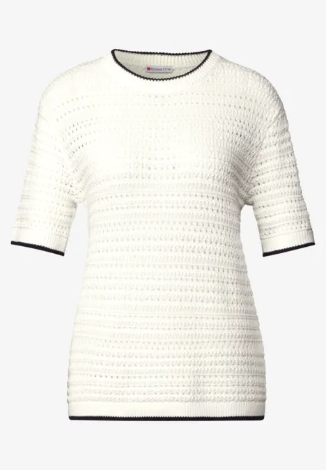 Pullover mit Lochmuster off white