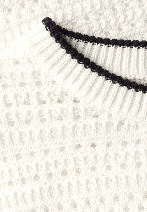 Pullover mit Lochmuster off white