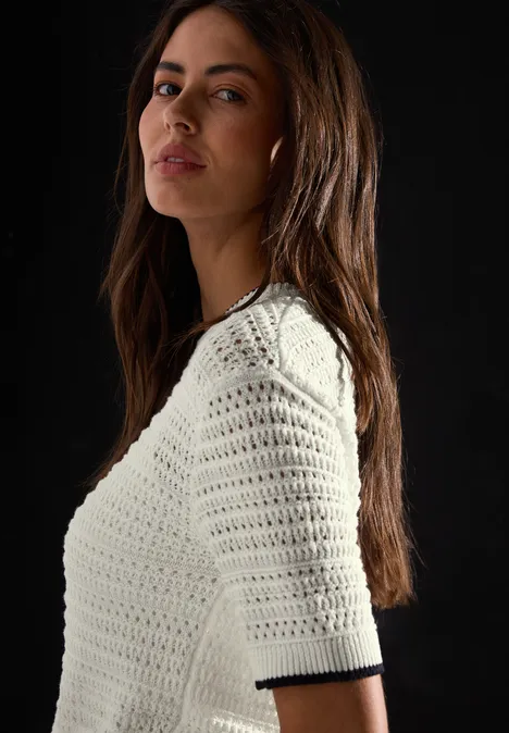 Pullover mit Lochmuster off white