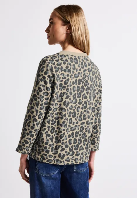 Sweatshirt mit Leo-Muster coastal beige