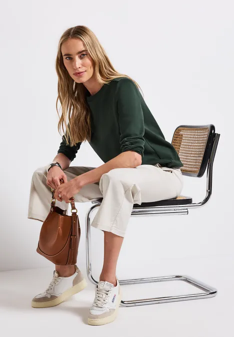 Sweatshirt in Unifarbe mid green