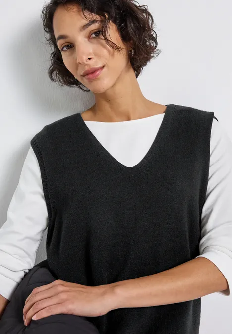Ärmelloser V-Neck Pullover Black