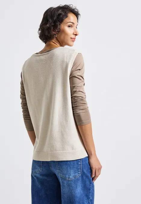 Ärmelloser V-Neck Pullover tusk cream mel.