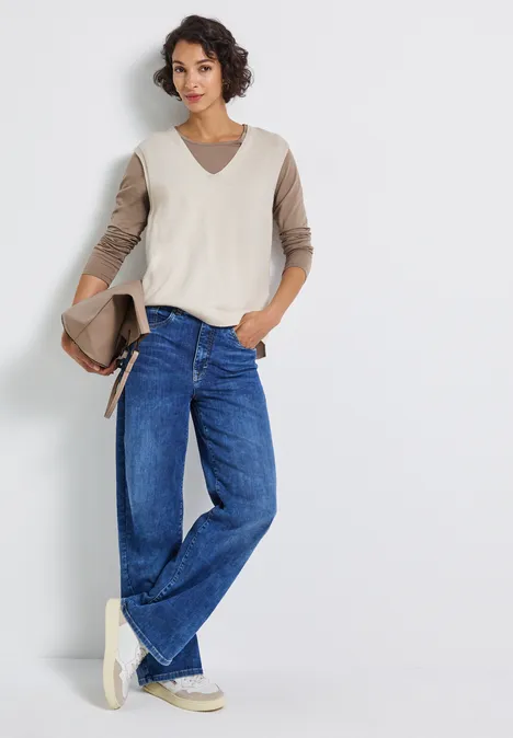 Ärmelloser V-Neck Pullover tusk cream mel.